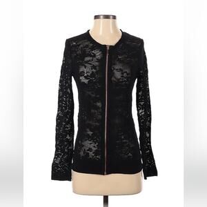 Suggest Black lace carigan sweater with rose gold zipper, size 3